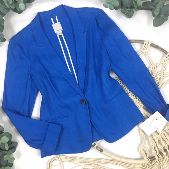 Halogen • Royal Blue One Button Linen Blend Blazer - Picture 1 of 7